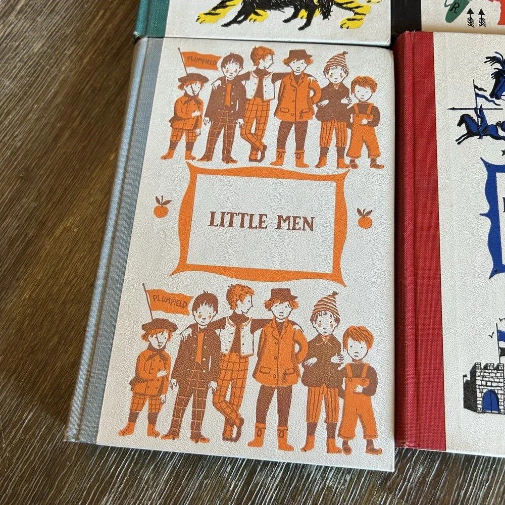 Vtg Junior Deluxe Edition Books Lot HC Mowgli Robin Hood King Arthur Little Men